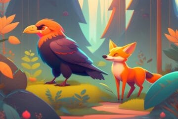 A crow and a fox